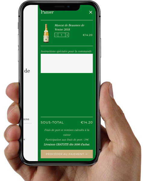 Direct access to the online store from a vin.co product sheet