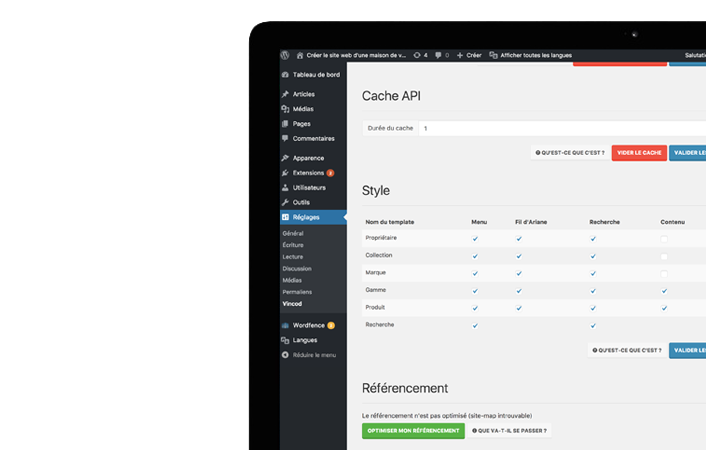 vin.co WordPress plugin administration interface
